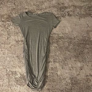 grey dress with ruffles, soft, light, thin